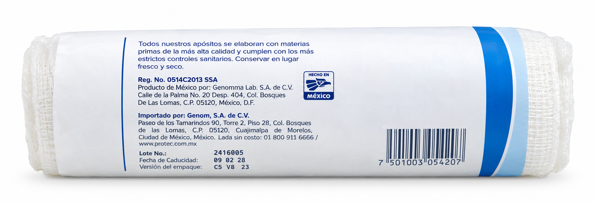 Apósito de Gasa Protec No Estéril 20 x 8 cm con 10 piezas
