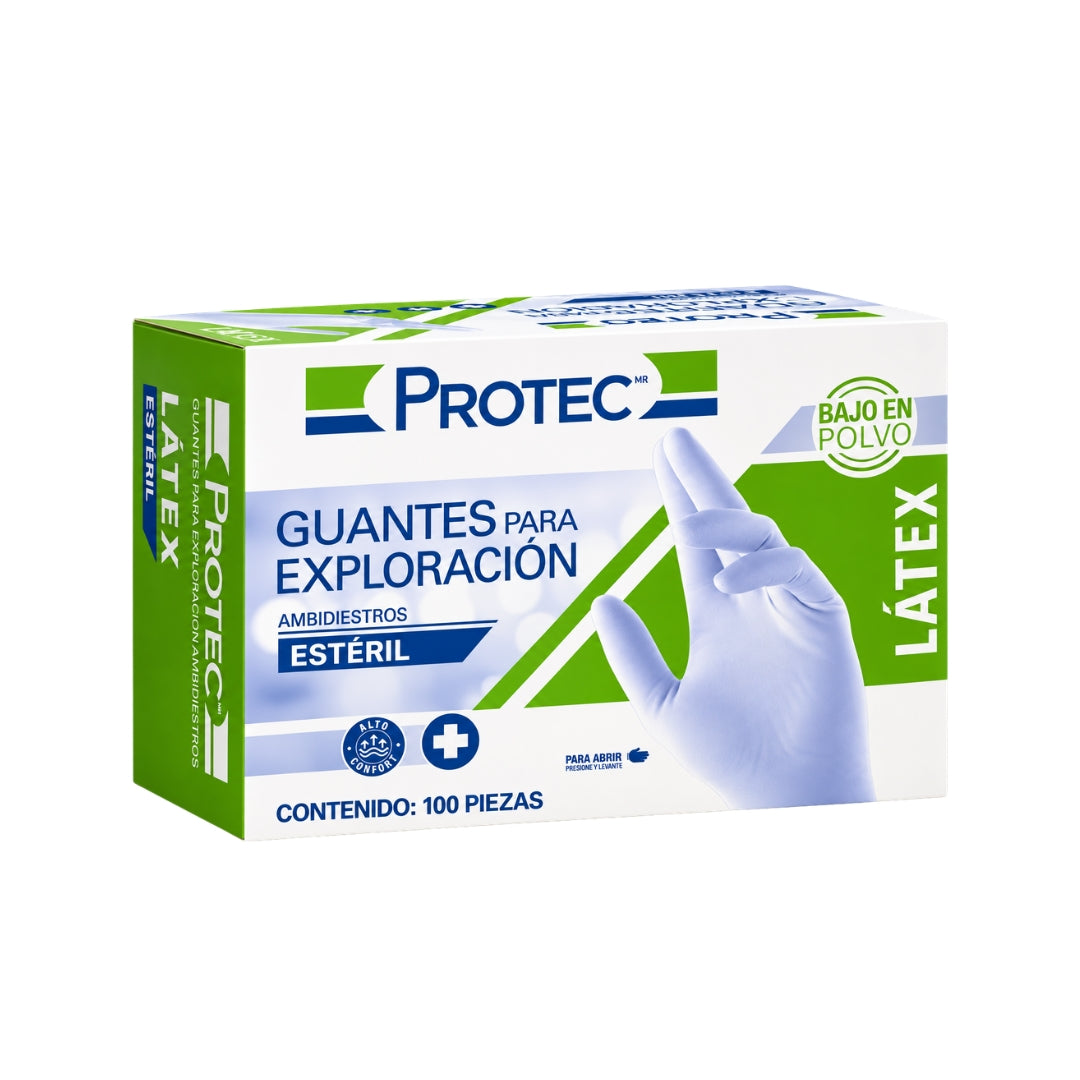 Guantes de Látex Estéril Protec Tallas: Chico / Mediano / Grande Caja con 100 piezas