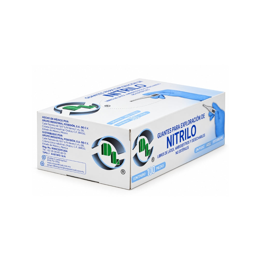 Guantes de Nitrilo DL Libres de Látex Ambidiestros con 100 piezas CH/M/G