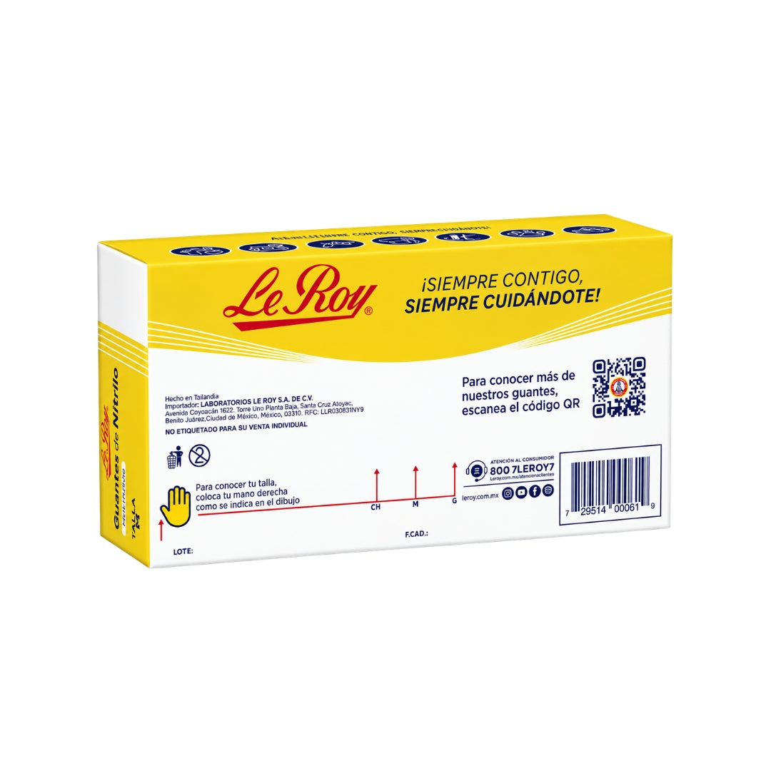 Guante de Nitrilo LeRoy Negro con 100 pzas