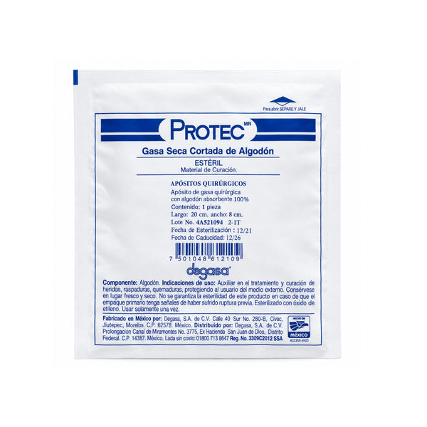 Apósito de Gasa Estéril PROTEC 20x8 cm con 20 piezas
