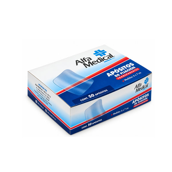 Apósitos adhesivos  transparente Alfa Medical 6 x 7cm con 50 piezas