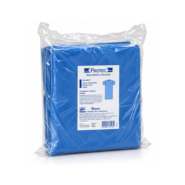Bata médico-paciente  PROTEC manga corta 10 piezas