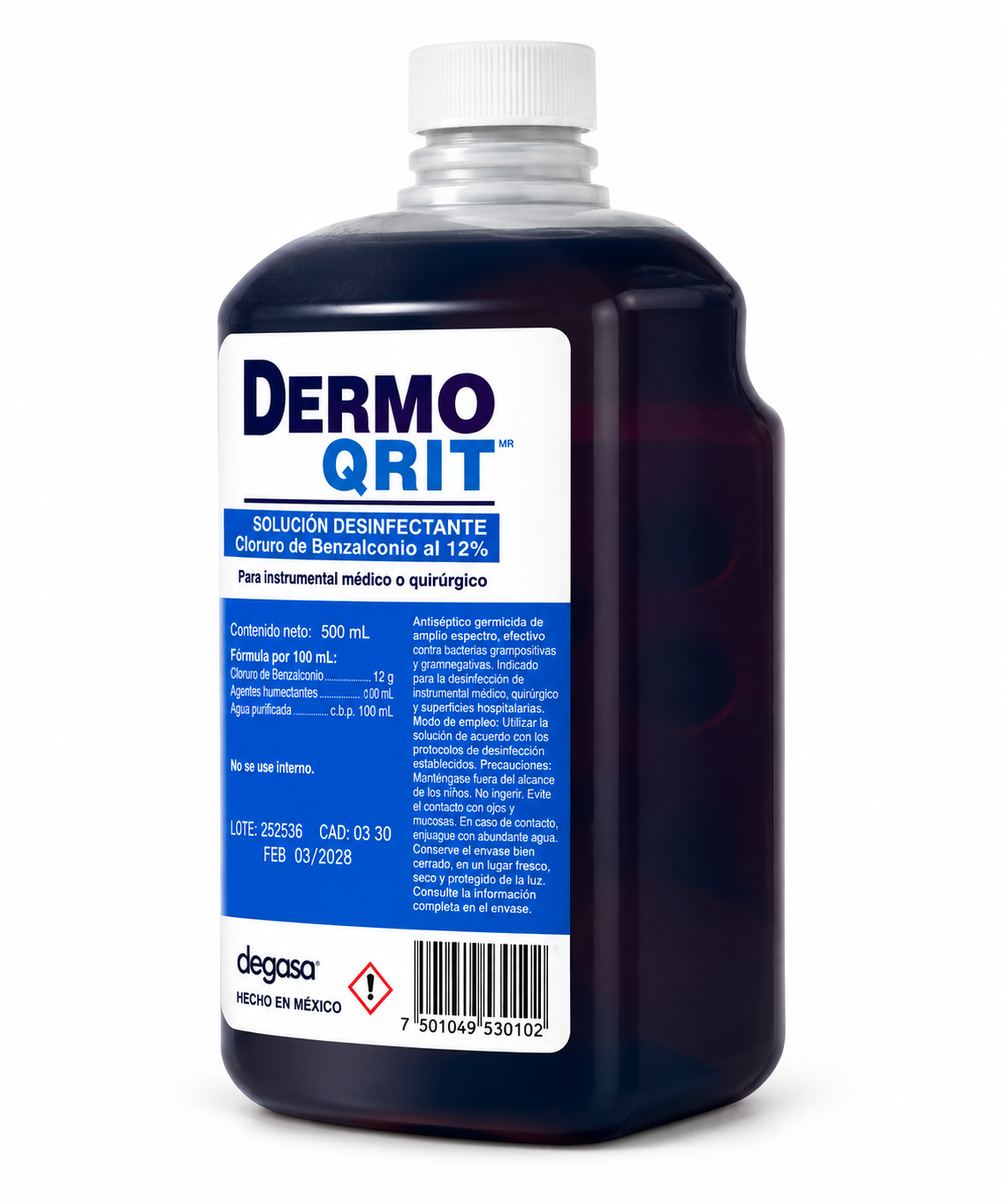 Dermo - Qrit Solución Desinfectante al 12% Degasa 500 ml