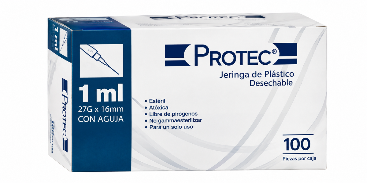 Jeringa Protec 1ML 27g x 16mm con 100 piezas