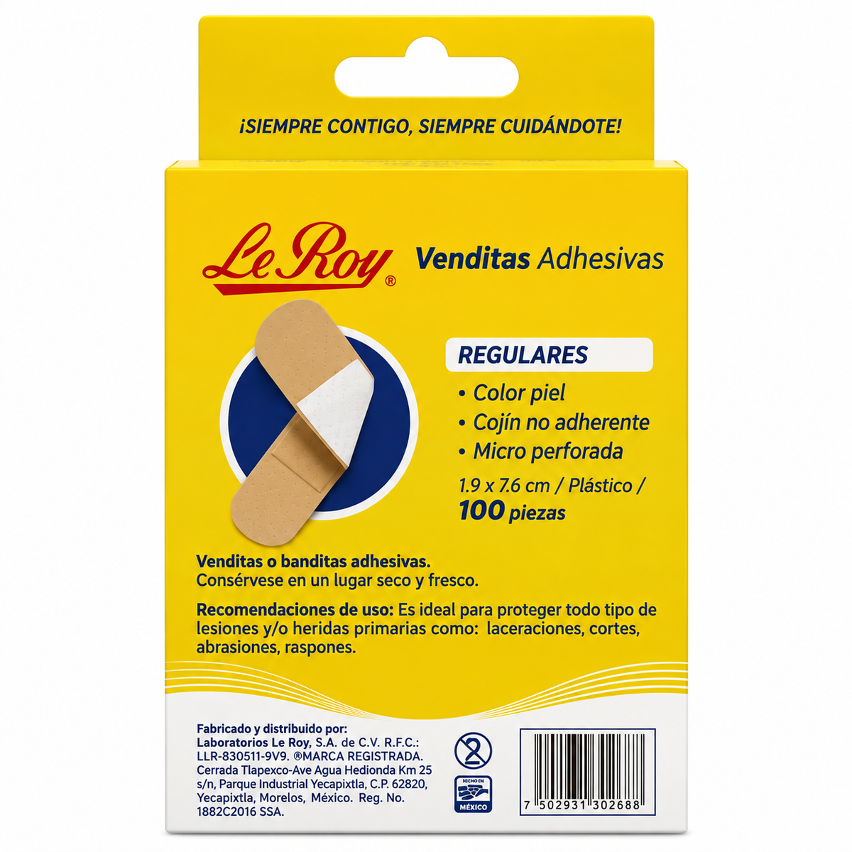 Venditas Adhesivas LeRoy 1.9cm x 7.6cm con 100 piezas