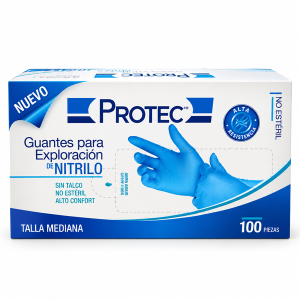 Guantes de Nitrilo Protec con 100 piezas Tallas: Chico / Mediano / Grande