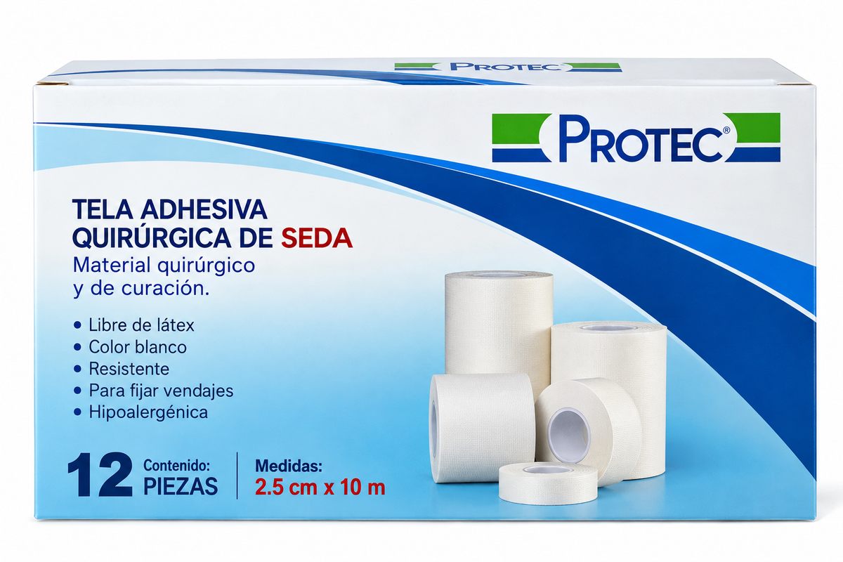 Tela Adhesiva Quirúrgica Protec 2.5cm x 10m con 12 piezas
