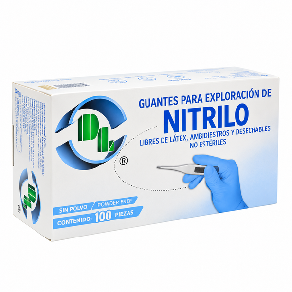 Guantes de Nitrilo DL Libres de Látex Ambidiestros con 100 piezas CH/M/G