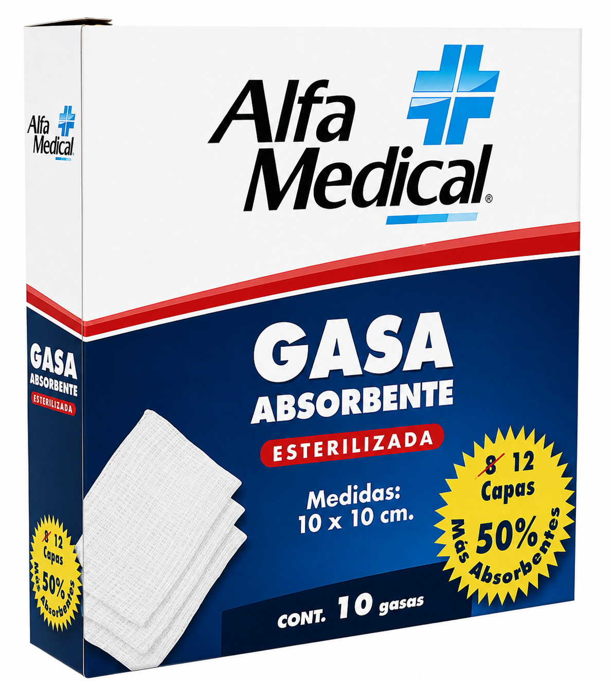 Gasa Estéril Alfa Medical 10x10 cm 10 piezas