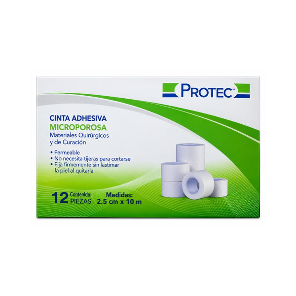 Cinta Microporosa Protec 2.5cm x 10m con 12 piezas