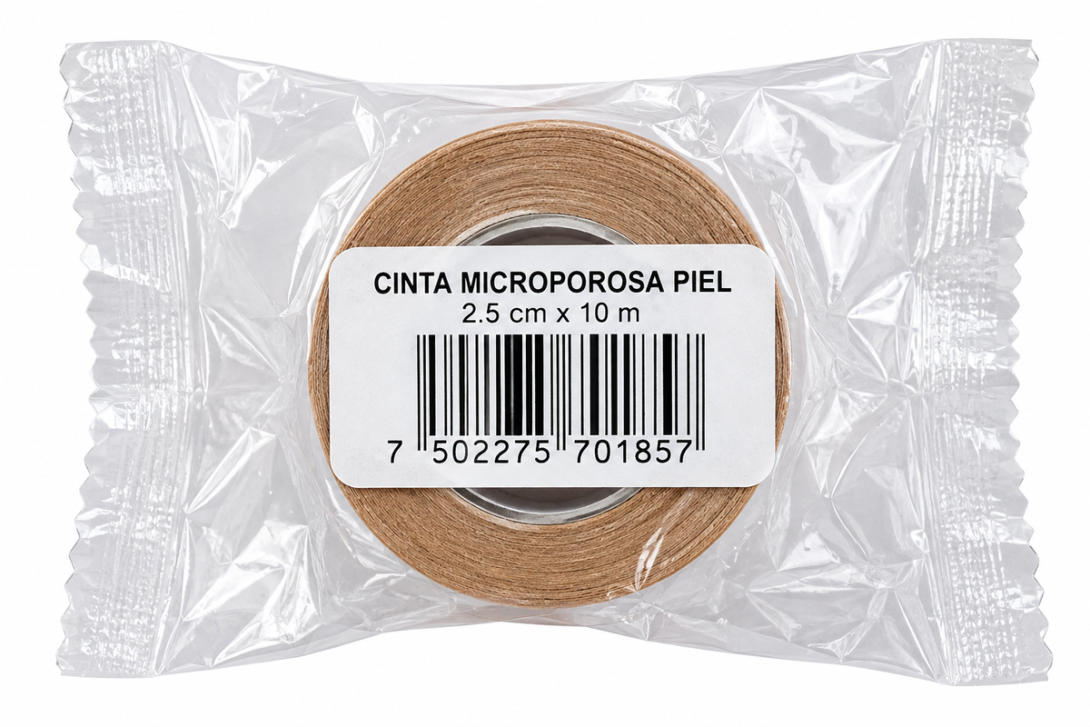Cinta Microporosa Color Piel Alfa Medical 2.5cm x 10m con 12 piezas