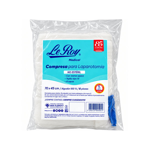 Compresa Leroy NO Estéril Tejido IV de 70X45 CM con 6 piezas