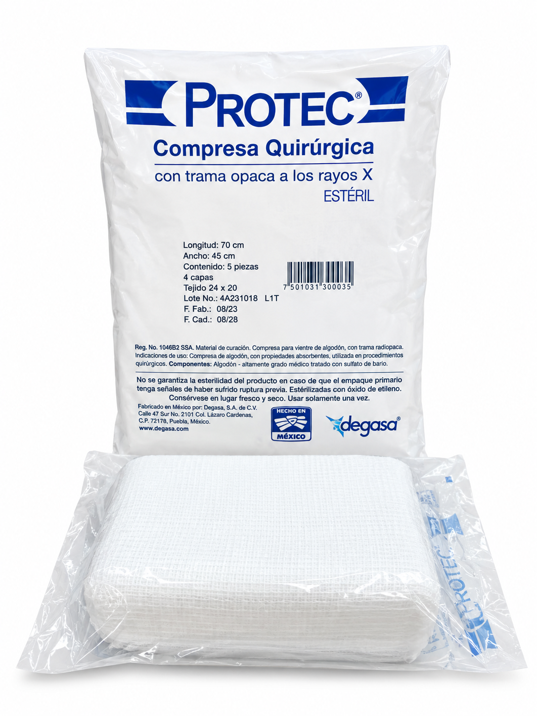 Compresa Estéril Protec 70x45 Cm 5 Piezas