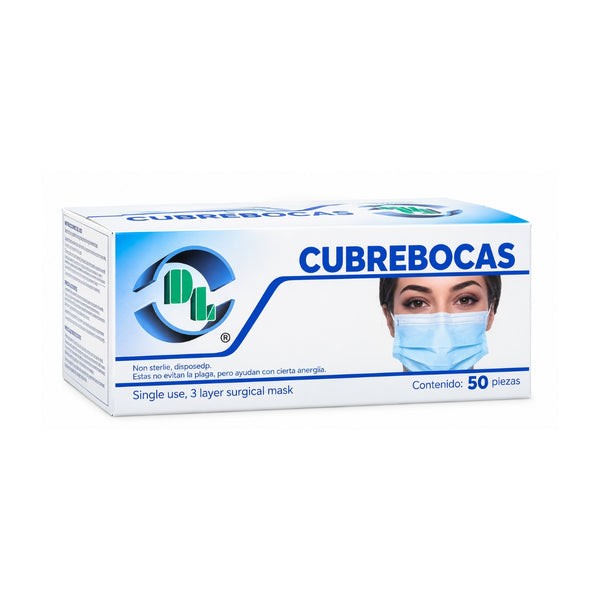 Cubrebocas tricapa DL con ajustados nasal 50 piezas