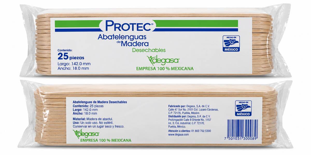 Abatelenguas PROTEC de madera 15 cm 100 unidades