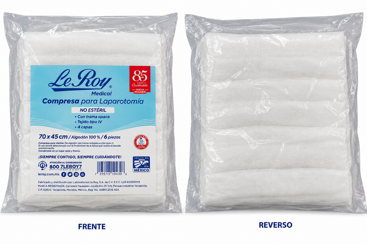 Compresa Leroy NO Estéril Tejido IV de 70X45 CM con 6 piezas