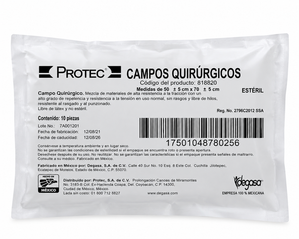 Campo  Quirúrgico  Protec 50X70 CM con Adhesivo 10 piezas