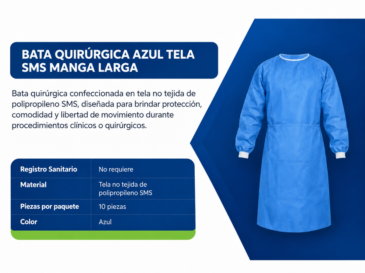 Bata Quirúrgica Estéril 35 grs  1 pieza