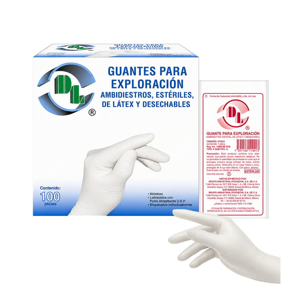 Guante de Látex Estéril DL Chico con 100 piezas