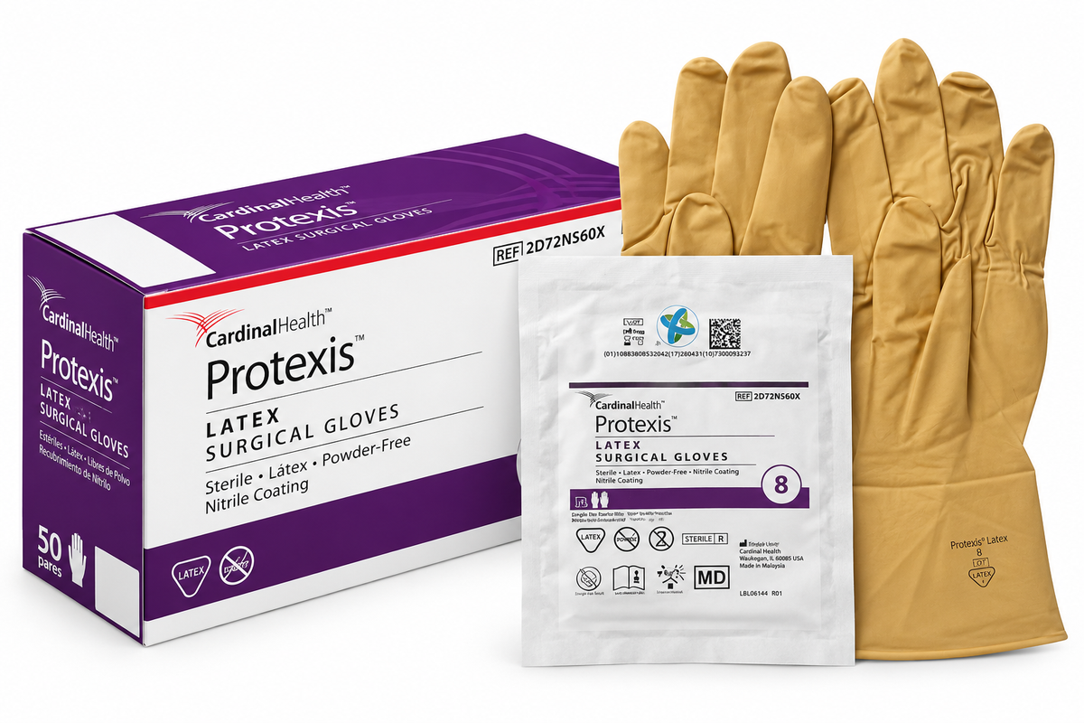 Guantes Quirúrgicos Estériles Protexis Latex Cardinal Health Caja con 50 Pares Tallas 6.5 a 8