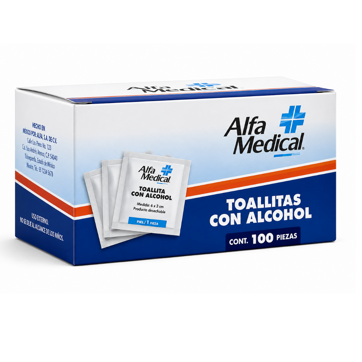 Toallitas Alcoholadas Alfa Medical 100 piezas