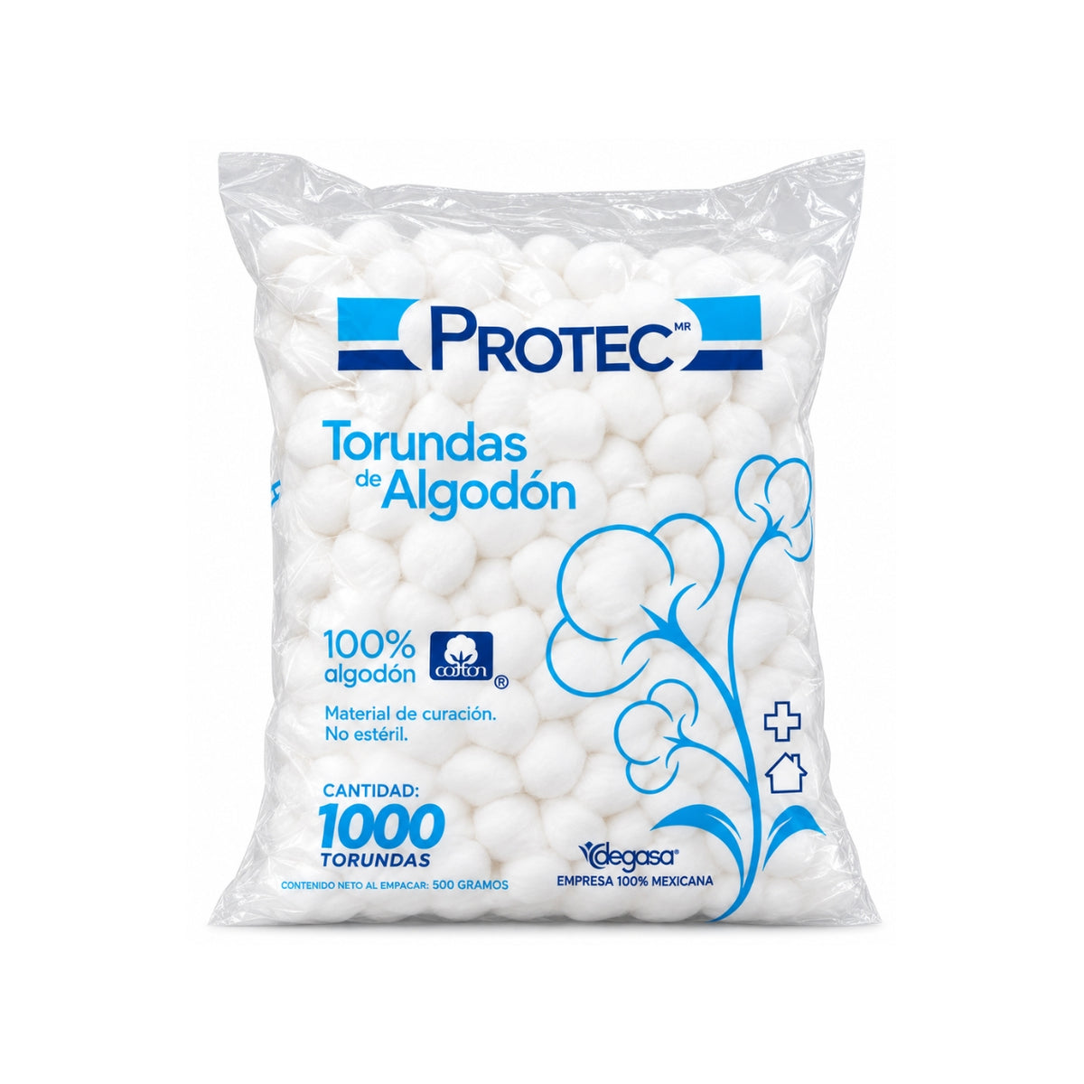 Torunda de Algodón PROTEC 500 Gramos con 1000 torundas