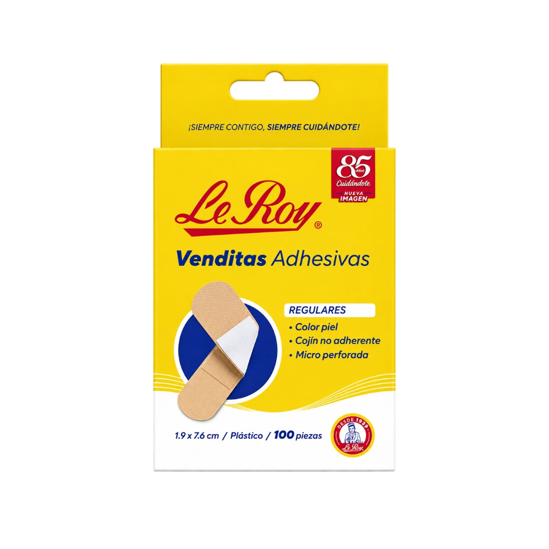 Venditas Adhesivas LeRoy 1.9cm x 7.6cm con 100 piezas