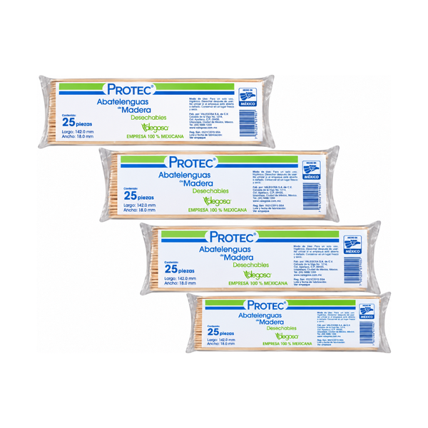 Abatelenguas PROTEC de madera 15 cm 100 unidades