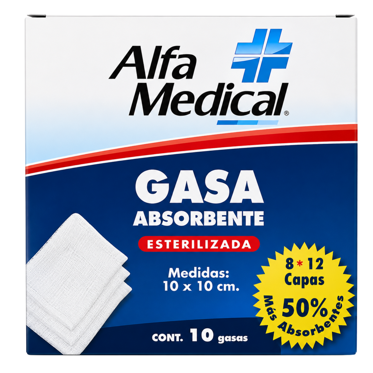 Gasa Estéril Alfa Medical 10x10 cm 10 piezas